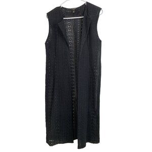 Nine West Jeans Sleeveless Black Lace Duster Vest M RGG10636 EUC